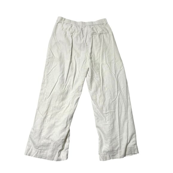 Abercrombie & Fitch Linen Blend Pleated Wide-Leg Pant Trousers White size Medium - Picture 4 of 7